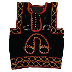 Vintage Little girls Top 6 6x Velvet & Embroidery Colorful Tribal Print Africa